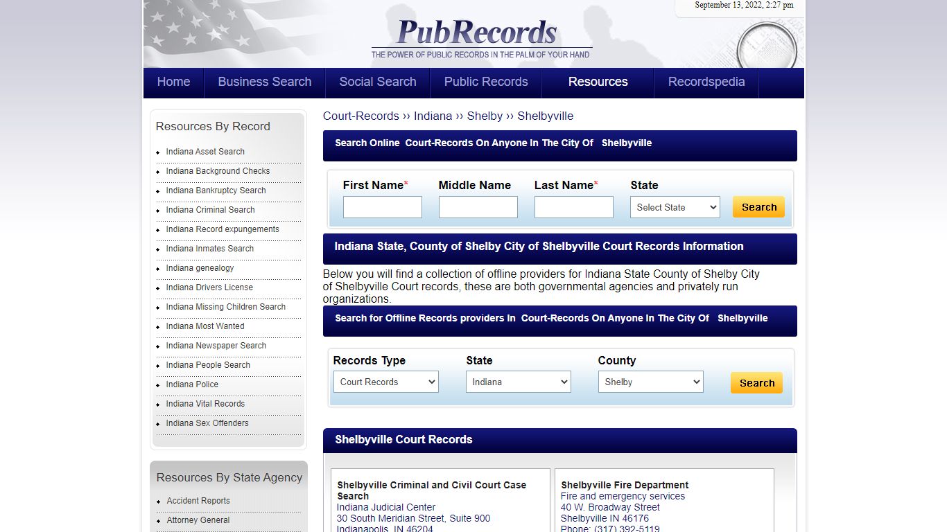 Shelbyville, Shelby County, Indiana Court Records